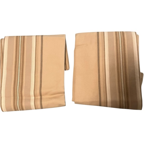 Pair of Pottery Barn‎ Cotton Harrison Brown Gold Drapery Panels With Hooks 50x63